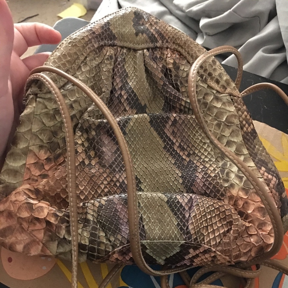 Vintage Green & Brown Python Crossbody Purse